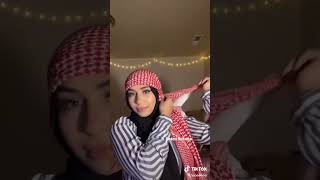 Kufiya tutorial 💗part 1 الكوفية hijabi hijabista hijabiz hijabers kuffiyeh [upl. by Tito381]