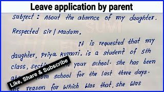 Leave application by parent  How to write leave application by parent  English leave application [upl. by Sandeep780]