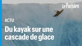 Un kayakiste réalise une chute libre de 20 m après avoir pagayé sur une rivière de glace en Norvège [upl. by Maryjo]