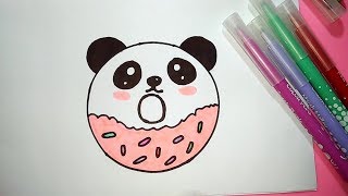 HOW TO DRAW A CUTE PANDA DONUT  EASY DRAWING STEP BY STEP [upl. by Ardnod]