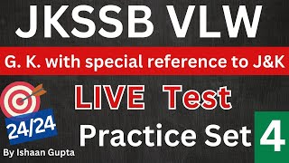 GK with special reference to JampK  Practice Set 4  JKSSB VLW Exam preparation  By Ishaan Gupta [upl. by Noved765]