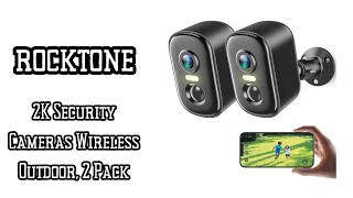 Rocktone 2K Security Cameras Wireless Outdoor  AI Detection Night Vision amp Weatherproof [upl. by Kalman]