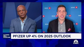 Pfizer climbs 4 on 2025 outlook [upl. by Odraboel]