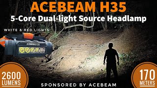 Acebeam H35 Headlamp Review amp Beamshots Comparison with Nitecore HC65 UHE amp Discount Code [upl. by Ayatan669]