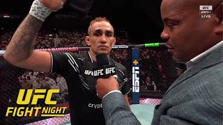 Tony Ferguson talks retirement leaves one glove in the Octagon at UFC Abu Dhabi  ESPN MMA [upl. by Durer946]