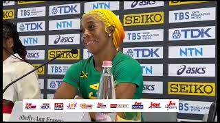 ShellyAnn FraserPryce encourages Marie Josee Ta Lou who missed out on a 100m medal [upl. by Eram]