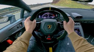 POV Lamborghini Huracan STO 8000rpm on the Autobahn pure sound [upl. by Etteval665]