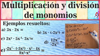 Multiplicación y división de monomios Ejercicios resueltos [upl. by Zielsdorf]