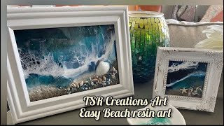 EASY MIXED MEDIA RESIN BEACH ART IN FRAMES resinart fluidart resin mixedmediaart [upl. by Akinaj]