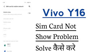 Vivo Y16 Sim Card Not Showing Working Problem Solve [upl. by Tung]