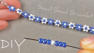 Beaded Daisy Bracelet Seed Bead Daisy Chain Bracelet Tutorial [upl. by Ailam]