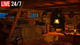 🔴 Relaxing Blizzard with Fireplace Crackling  Deep Sleep from Insomnia Sleep Better  Live 247 [upl. by Noseyt245]