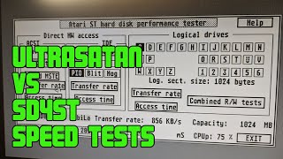 Atari ST UltraSatan vs SD4ST Speed Test and ACSI2STM [upl. by Dnomyaw]