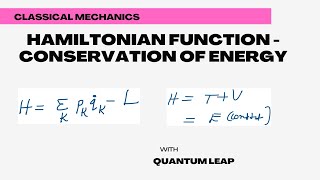 Hamiltonian function conservation of energy 20 [upl. by Quentin]