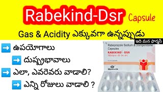 rabeprazole dsr capsule in telugu  uses sideeffects dosage precautions  rabekind dsr  Razo d [upl. by Nahtnamas717]