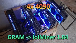 4x RTX 4090  GRAM Hashrate amp Profit lolMiner 184 [upl. by Norahc707]