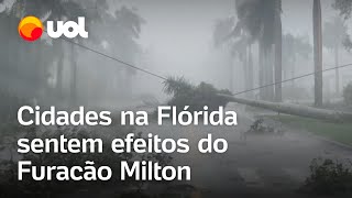 Furacão na Flórida cidades costeiras são afetadas por fortes ventos antes da chegada do Milton [upl. by Rika898]