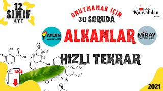 ALKANLAR HIZLI TEKRAR SORU ÇÖZÜMÜ  30 SORUDA ALKANLAR HİDROKARBONLAR  12 SINIF KİMYA  AYT KİMYA [upl. by Sims]