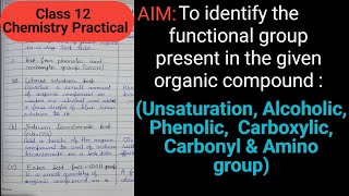 To Identify the Functional Group Present in the Given Organic Compound Class 12 Chemistry Practical [upl. by Gilberte]