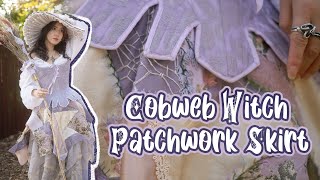 Making a Patchwork Skirt to finish my Cobweb Witch Halloween Costume [upl. by Ilyk]