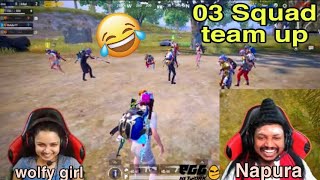 Teaming up with 12 enemies  Napura and wolfy girl  Pubg mobile funny video [upl. by Enutrof]