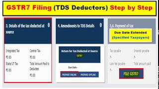 GSTR7 Filing How to file GSTR 7 return When to deduct TDS under GST DUE DATE EXTENDED TDS claim [upl. by Thursby879]