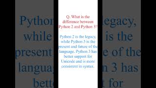 10Q What is difference between Python 2 and Python 3 shorts python by saikumarValaboju [upl. by Hirz]