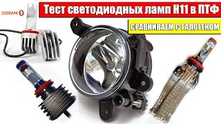 Тест Светодиодных Ламп H11 в ПТФ Выбираем что ярче LED или Галоген [upl. by Eikin]