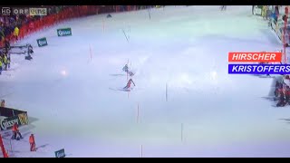 Slalom Schladming 2016 Linienvergleich Marcel Hirscher und Henrik Kristoffersen 2016 HD [upl. by Azmah710]