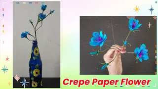 Crepe Paper Flower Making Craft  Easy Crepe Paper Flower 🌼  Home Decor 🏡  Easy World 🌎 [upl. by Edrei]