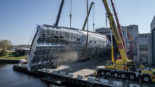 52m Royal Huisman project 406  Hull turning [upl. by Simdars]