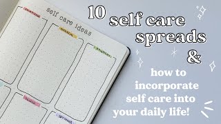 10 self care spreads for your bullet journal  how to incorporate self care into your daily life [upl. by Pietra]