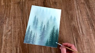 Acrylic Forest in Fog Painting [upl. by Floris]