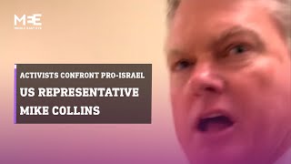 Activists confront proIsrael US representative Mike Collins [upl. by Ariem]