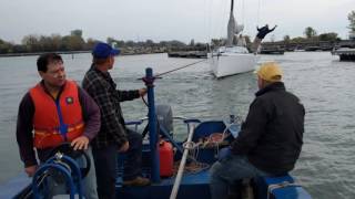 WYC Towing Razorbill 1D35 Sailboat to mast crane [upl. by Cowles]