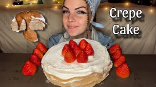 CREPE CAKE MUKBANG Vegan No Talking [upl. by Barnum]