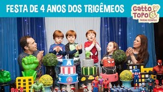 Aniversário de 4 anos dos trigêmeos [upl. by Cailly72]