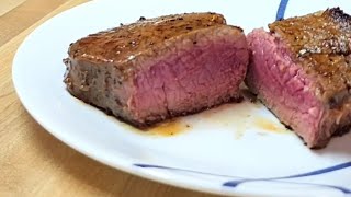 How to EASILY Cook FILET MIGNON in a Cast Iron Skillet No Oven  RARE to MEDIUMRARE [upl. by Aretahs592]