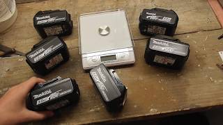 Makita Battery Tests  Run Time Charge Time Weights etc [upl. by Cates155]