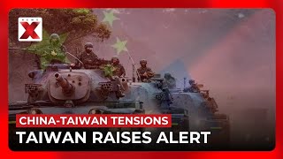 Taiwan military raises alert as China deploys 90 ships in likely drills  NewsX [upl. by Kariv]