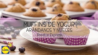 Muffins de Yogur Arándanos y Nueces  Recetas Express [upl. by Ynaffets]