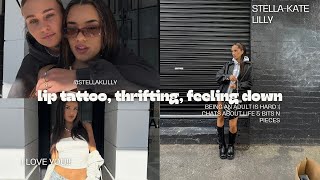 getting my lips tattooed thrifting feeling unmotivated VLOG [upl. by Kirst]