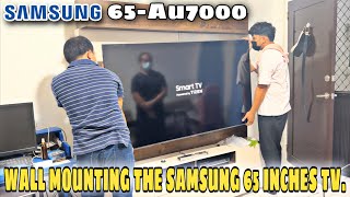 Samsung 65 inches smart tv wall mounting  65AU7000 [upl. by Notyard787]