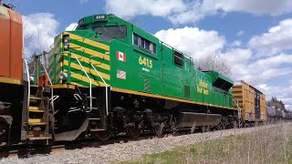 Maine Northern NBSR Unit Freight Train CN 594 West Rolling thru Boundary Creek NB at Track Speed [upl. by Akired]