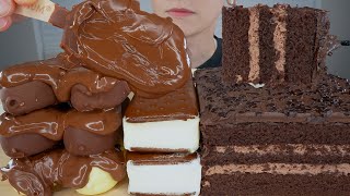 ASMR Chocolate Fudge Cake Magnum Nutella Ice Cream amp Ice Cream Sandwiches Dessert Mukbang [upl. by Salb]