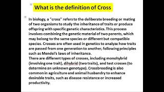 what is the definition of cross in biology [upl. by Dempsey]