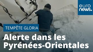 Tempête quotGloriaquot  les PyrénéesOrientales en alerte pluieinondation [upl. by Gerge867]