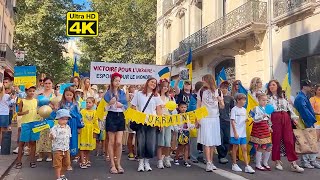 WALKING TOUR OF PERPINGAN FRANCE 🇫🇷 4K  MARCH FOR PEACE ON UKRAINES INDEPENDENCE DAY [upl. by Rekab158]