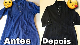 TINGINDO VESTIDO JEANS AZUL PARA PRETO [upl. by Yahsram]