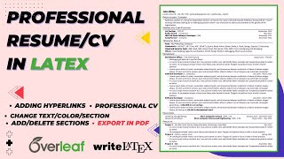 Professional ResumeCV in LATEX  Export in PDF  Complete Guide [upl. by Atinniuq]